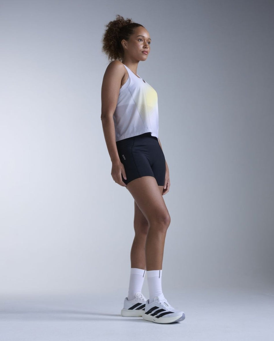 2XU - Light Speed React Crop Singlet Laufshirt Damen - lemon mist/white reflective - 2X-WR7451A-LMT/WRF-XXS - Sportbrands24