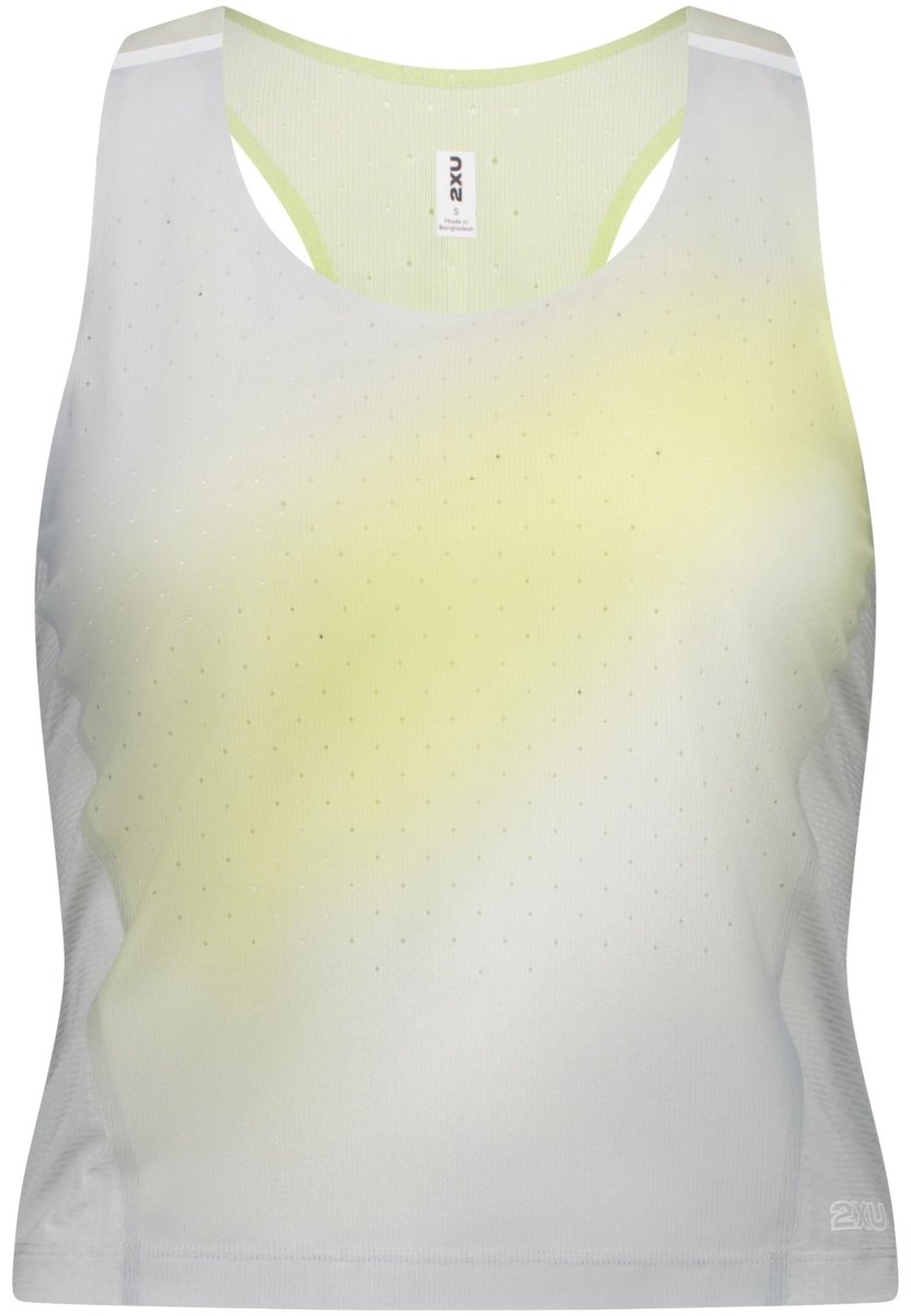 2XU - Light Speed React Crop Singlet Laufshirt Damen - lemon mist/white reflective - 2X-WR7451A-LMT/WRF-XXS - Sportbrands24