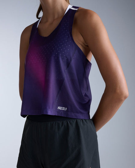 2XU - Light Speed React Crop Singlet Laufshirt Damen - violet mist/lavender reflect - 2X-WR7451A-VIM/LVF-XXS - Sportbrands24