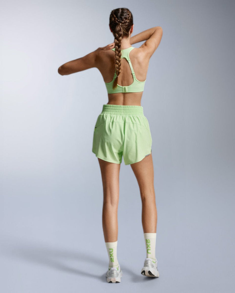 2XU - Aero Hi-Rise 4 Inch Shorts Laufhose Damen - lime zest/lime zest reflective - 2X-WR7458B-LMZ/LZR-XXS - Sportbrands24