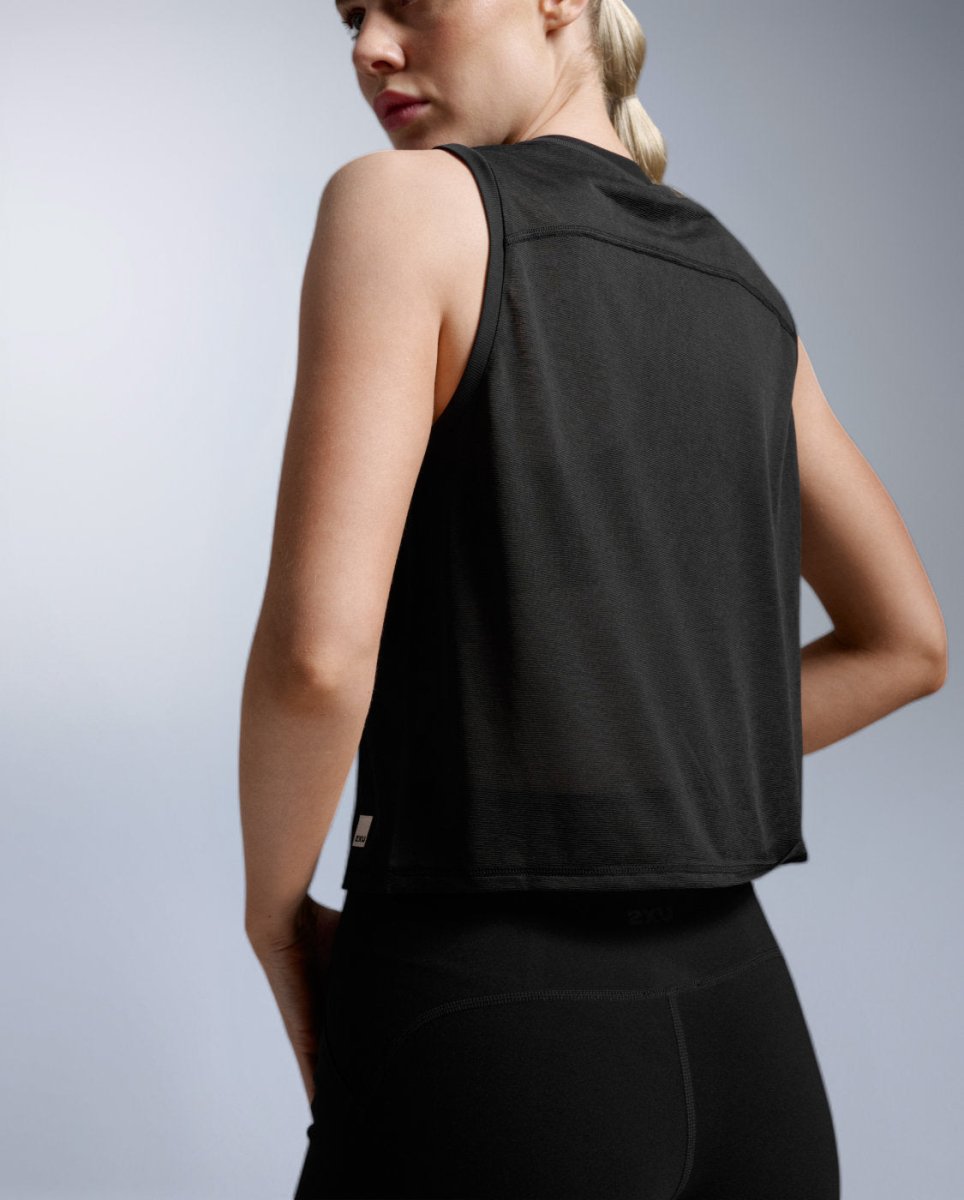 2XU - ReLight Crop Tank Tanktop Damen - black/white - 2X-WR7568A-BLK/WHT-XXS - Sportbrands24