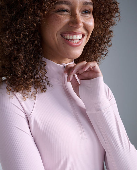 2XU - Womens Aero Waffle 1/2 Zip Laufshirt Damen - pink frost/pink reflective - 2X-WR7575A-PIF/PRF-XXS - Sportbrands24