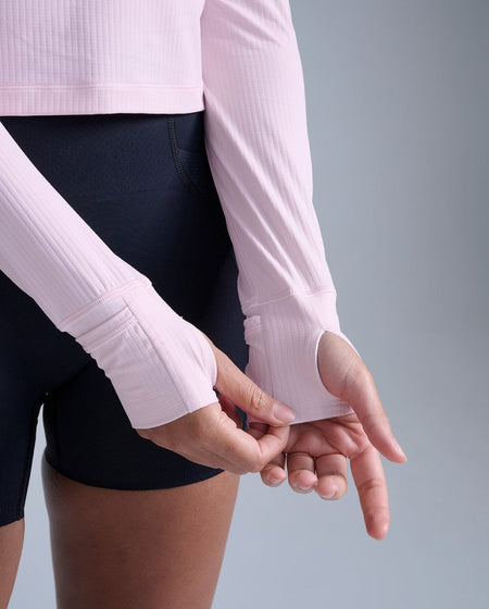 2XU - Womens Aero Waffle 1/2 Zip Laufshirt Damen - pink frost/pink reflective - 2X-WR7575A-PIF/PRF-XXS - Sportbrands24