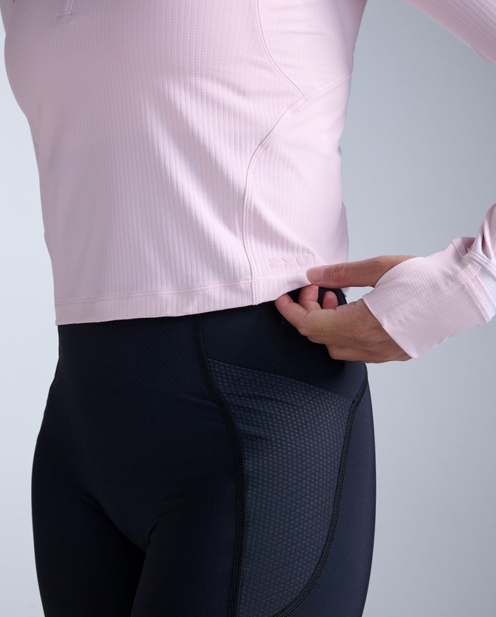 2XU - Womens Aero Waffle 1/2 Zip Laufshirt Damen - pink frost/pink reflective - 2X-WR7575A-PIF/PRF-XXS - Sportbrands24