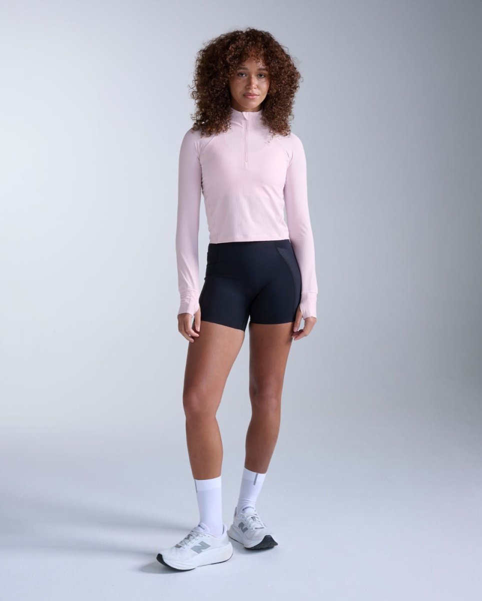 2XU - Womens Aero Waffle 1/2 Zip Laufshirt Damen - pink frost/pink reflective - 2X-WR7575A-PIF/PRF-XXS - Sportbrands24