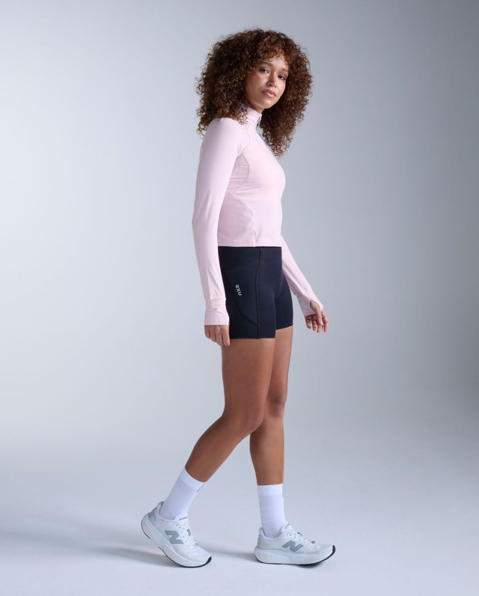 2XU - Womens Aero Waffle 1/2 Zip Laufshirt Damen - pink frost/pink reflective - 2X-WR7575A-PIF/PRF-XXS - Sportbrands24
