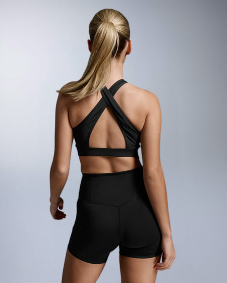 2XU - Feather Flex BondedCrossBackBra Sport-BH Damen - black/black - 2X-WR7648A-BLK/BLK-XXS - Sportbrands24