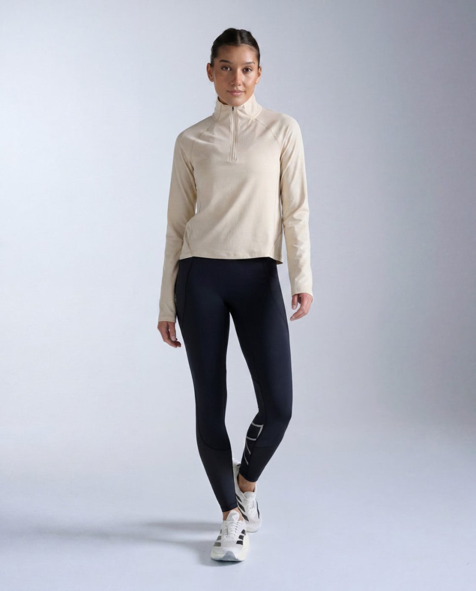 2XU - Aero Trail 1/2 Zip Laufshirt Damen - chalk/white reflective - 2X-WR7659A-CHK/WRF-L - Sportbrands24