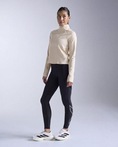 2XU - Aero Trail 1/2 Zip Laufshirt Damen - chalk/white reflective - 2X-WR7659A-CHK/WRF-L - Sportbrands24