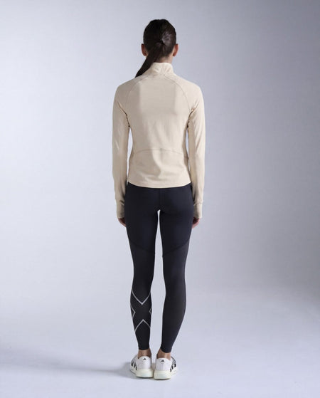 2XU - Aero Trail 1/2 Zip Laufshirt Damen - chalk/white reflective - 2X-WR7659A-CHK/WRF-L - Sportbrands24