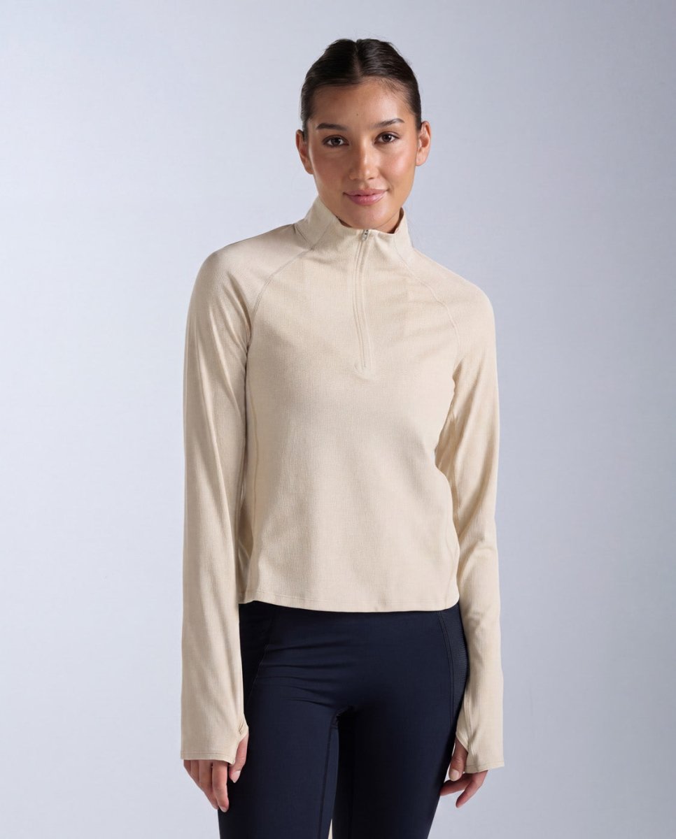 2XU - Aero Trail 1/2 Zip Laufshirt Damen - chalk/white reflective - 2X-WR7659A-CHK/WRF-L - Sportbrands24
