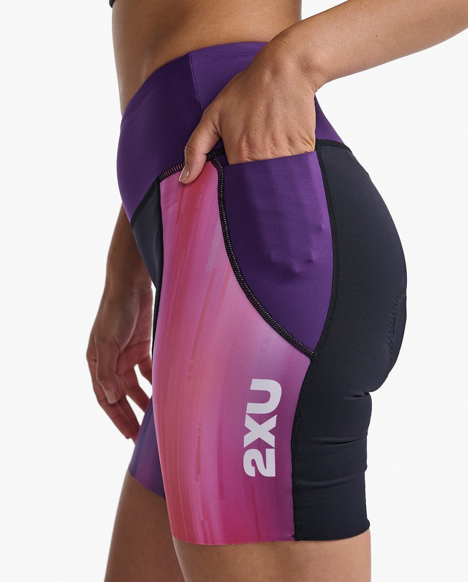 2XU - 2XU Aero Tri Short Triathlonshorts Damen - pastel pink/acai - 2X-WT6435B-PTP/ACI-XXS - Sportbrands24