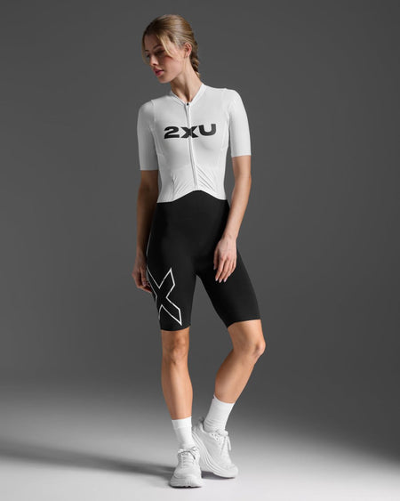 2XU - Light Speed React Sleeved Trisuit Triathlonanzug Damen - black/white - 2X-WT7401D-BLK/WHT-L - Sportbrands24