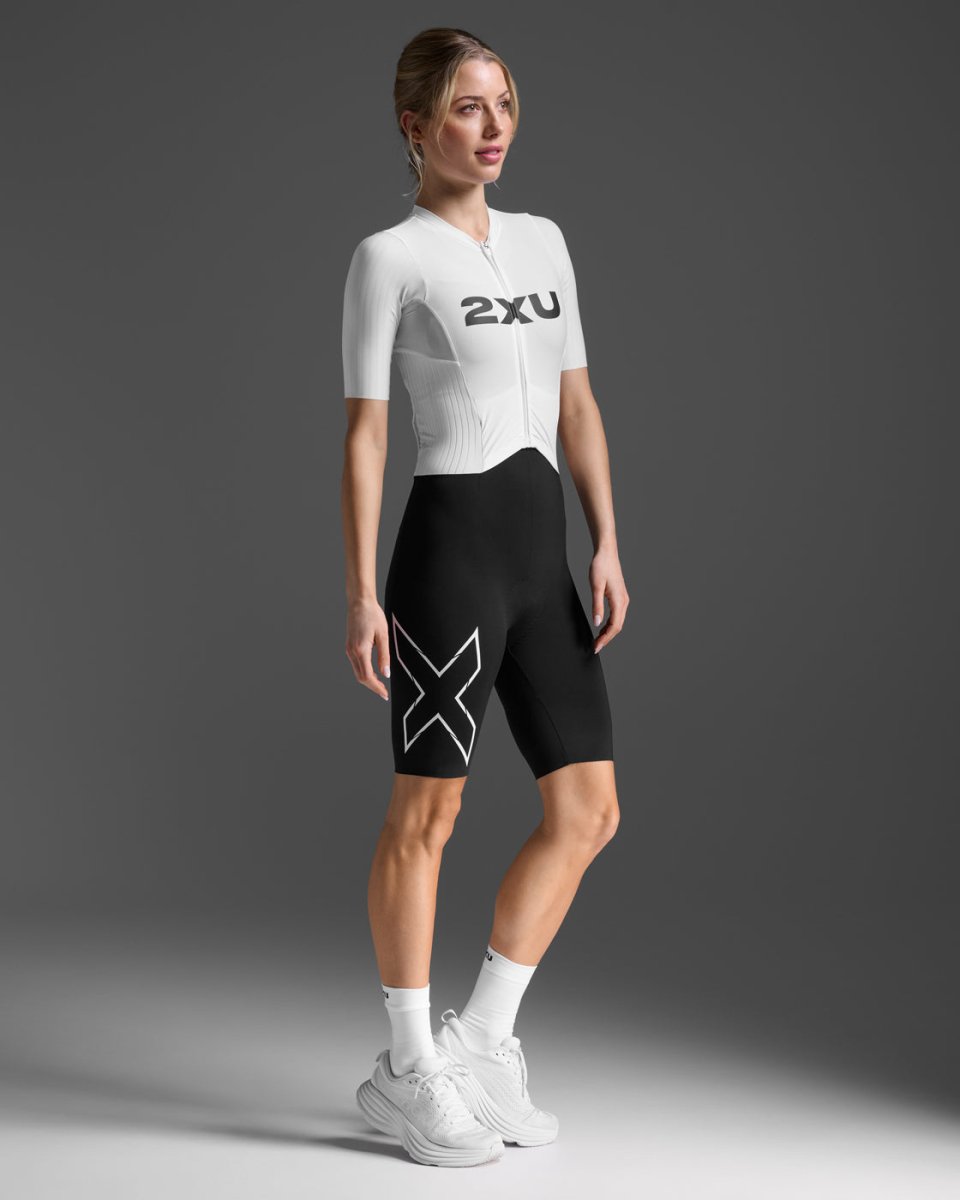 2XU - Light Speed React Sleeved Trisuit Triathlonanzug Damen - black/white - 2X-WT7401D-BLK/WHT-XXS - Sportbrands24