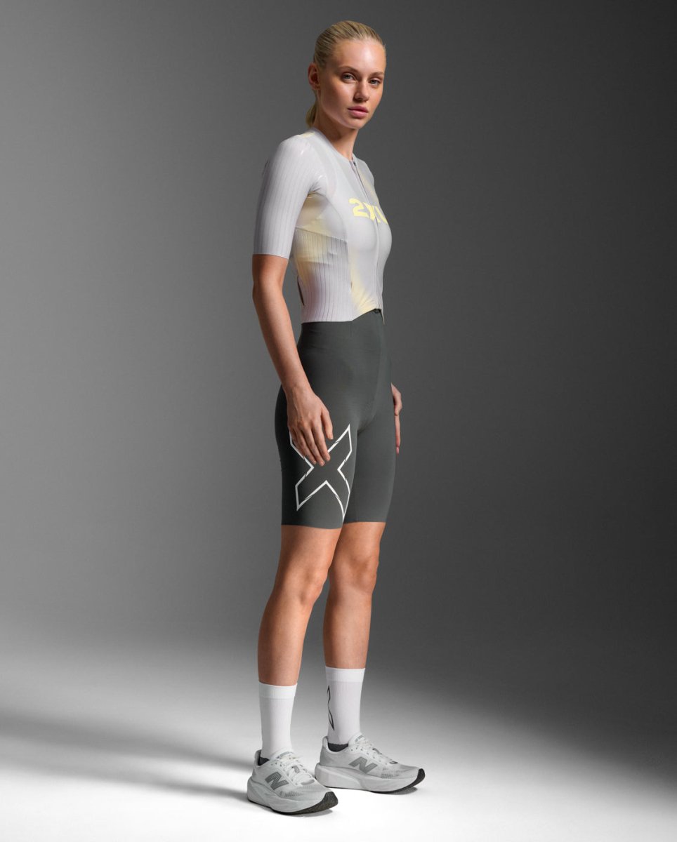 2XU - Light Speed React Sleeved Trisuit Triathlonanzug Damen - lemon ice/jupiter - 2X-WT7401D-LMI/JUP-XXS - Sportbrands24