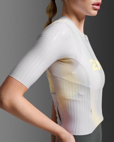 2XU - Light Speed React Sleeved Trisuit Triathlonanzug Damen - lemon ice/jupiter - 2X-WT7401D-LMI/JUP-XXS - Sportbrands24