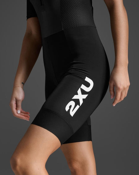 2XU - Aero Hex Sleeved Trisuit Triathlonanzug Damen - black/white - 2X-WT7402D-BLK/WHT-XXS - Sportbrands24
