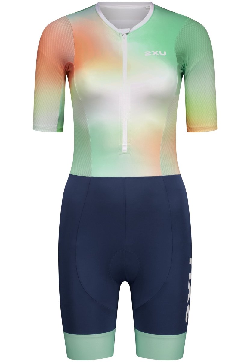2XU - Aero Hex Sleeved Trisuit Triathlonanzug Damen - jelly mint/majol - 2X-WT7402D-JLM/MAJ-XXS - Sportbrands24