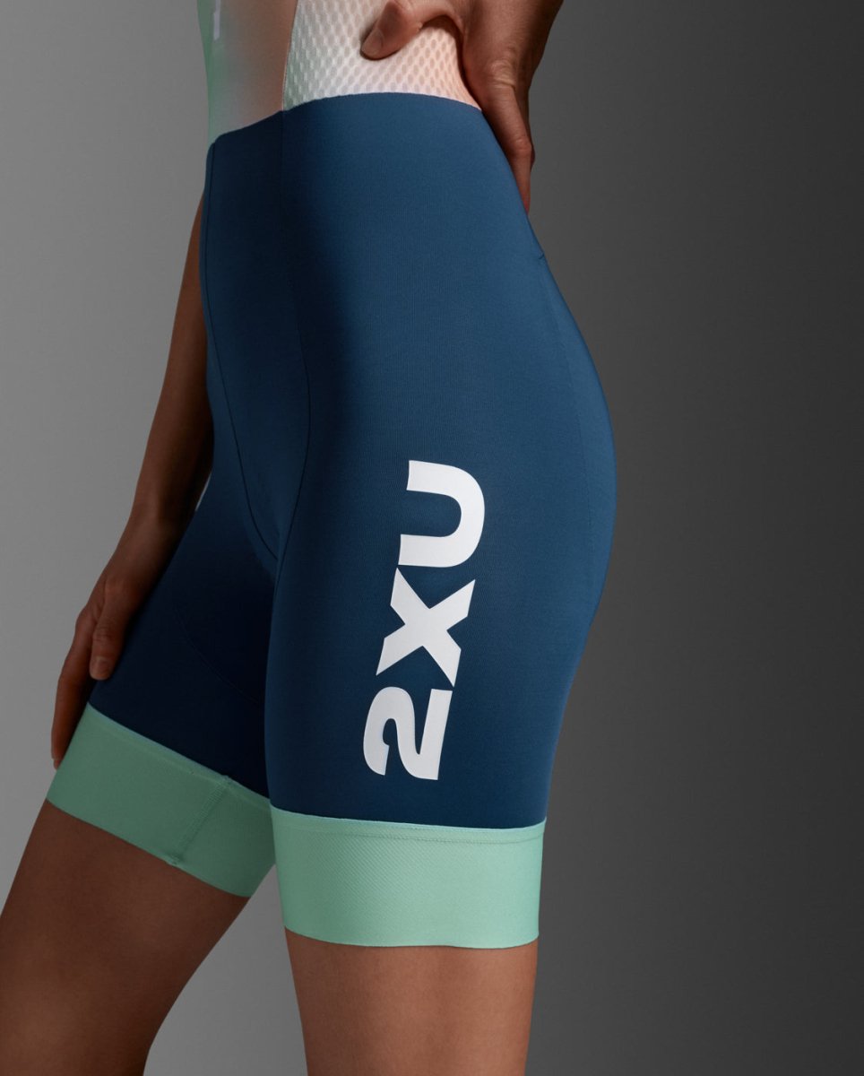2XU - Aero Hex Sleeved Trisuit Triathlonanzug Damen - jelly mint/majol - 2X-WT7402D-JLM/MAJ-XXS - Sportbrands24