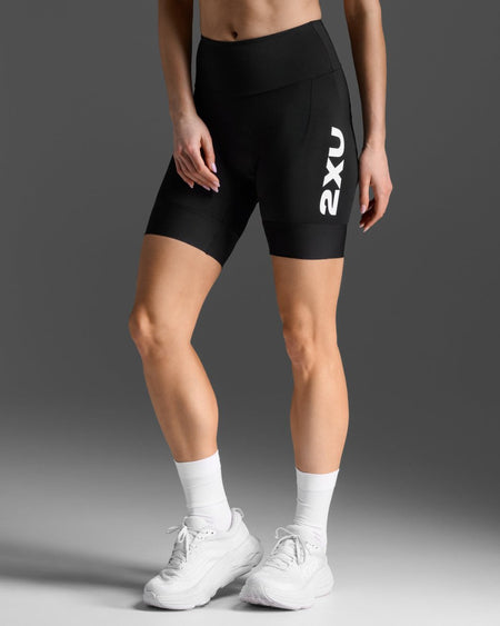 2XU - Aero Hex 7 Inch Tri Short Triathlonshorts Damen - black/white - 2X-WT7403B-BLK/WHT-XXS - Sportbrands24
