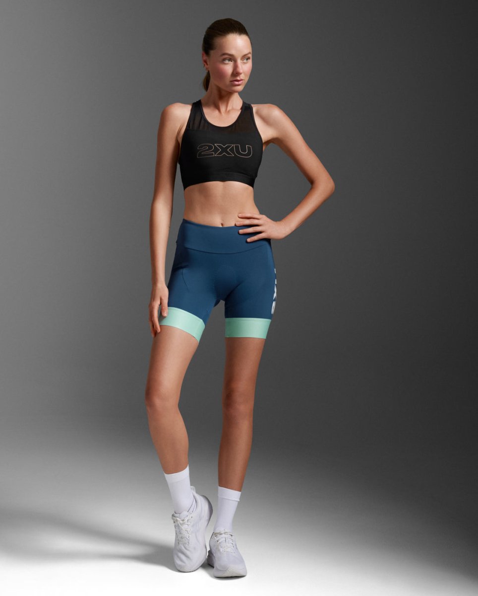 2XU - Aero Hex 7 Inch Tri Short Triathlonshorts Damen - jelly mint/majol - 2X-WT7403B-JLM/MAJ-XXS - Sportbrands24