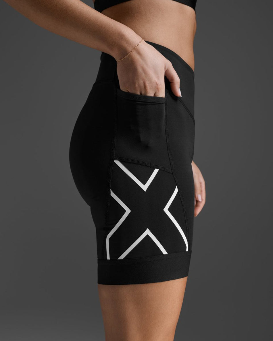 2XU - Core 6 Inch Tri Short Triathlonshorts Damen - black/white - 2X-WT7407B-BLK/WHT-XXS - Sportbrands24