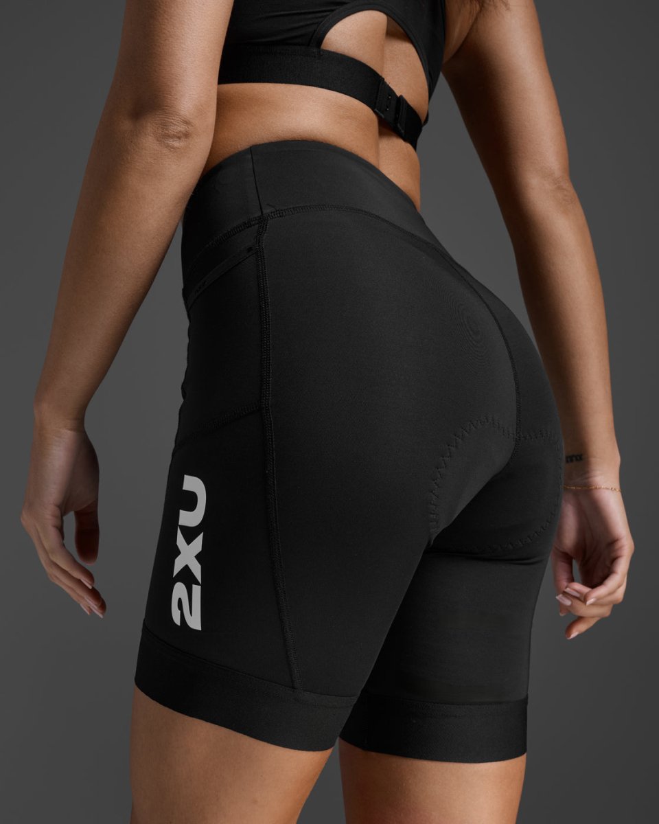 2XU - Core 6 Inch Tri Short Triathlonshorts Damen - black/white - 2X-WT7407B-BLK/WHT-XXS - Sportbrands24