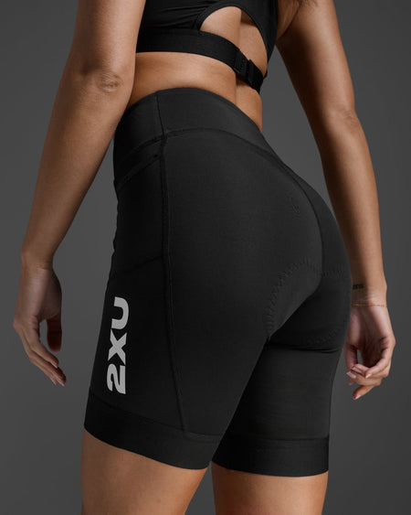 2XU - Core 6 Inch Tri Short Triathlonshorts Damen - black/white - 2X-WT7407B-BLK/WHT-XXS - Sportbrands24
